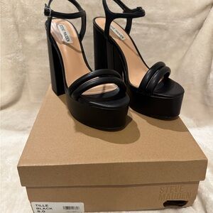 Steve Madden Black Strappy Platform Heels